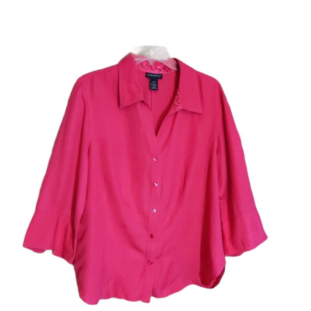 Lane Bryant linen blend pink blouse